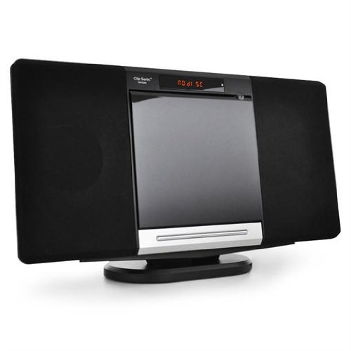 Clipsonic CH1034 - Minicadena (reproductor de DVD, radio FM, puerto USB, lector de tarjetas SD/MMC, 2 altavoces de 2 W), color negro