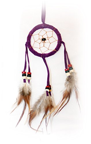 10 x Mini Traumfänger Wildleder zarte spitze Federn 6 cm. Ring verschiedene FARBEN Kinder Dreamcatcher 090 - 5