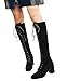 Produktbild Geili Stiefel Damen Schnürstiefel Langschaft Stoff Stiefel High Boots mit Blockabsatz Frauen Modische Übergrößen Lange Boots Hoher Absatz Cowboystiefel Reiterstiefel 36-41
