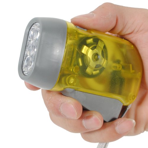 3 LED Hand Light Camping Taschenlampe Dynamolampe Lampe Leuchte Flashlight Torch Gelb - 2