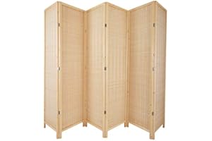 SALEEMEXPRESS SalExpress Room Divider Screen Privacy Panel - Folding Paravent 6 Panel Divider Screen - Partition Wall Panel Privacy Furniture - LTN001 Natural
