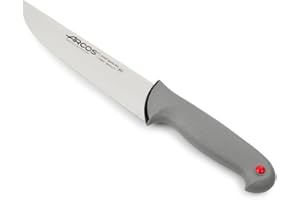 Arcos Couteau de Boucher 180 mm en Acier Inoxydable Nitrum - Couteau de Cuisine Professionnel pour Viande. Poisson et Légumes - Manche Ergonomique POM - Série Color Prof - Noir