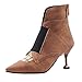 Produktbild friendGG Stiefel Damen Stiefeletten Absatz Leder Mitte Ferse Kurze Chelsea Stiefel Schnee Stiefel rutschfeste Elegant Pumps Rillen Winter Outdoor Wanderschuhe(braun A,37)