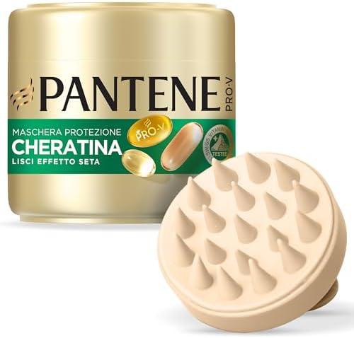 Pantene Pro-V Set Massaggiatore Cuoio Capelluto + Maschera Capelli Lisci Effetto Seta, Protezione Cheratina, Per Avere Capelli Lisci E Brillanti Fino A 72h Con 1 Sola Applicazione, 300ml