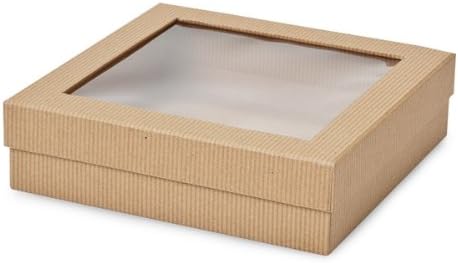 Bulk Kraft Pinstripe X-Lg Gourmetrigid Window Box 7-7/8X7-7/8X2-1/8 inch 18 pack