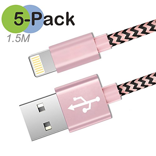 Lightning Kabel BECASO Iphone Ladekabel Datenkabel 5*1.5M für iPhone 7/7 Plus SE 6S/6S Plus/6 Plus, 5S/5C/5S Plus/5 Plus, iPad Air 2, iPad Mini 3(ROSEGOLD)