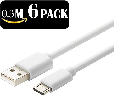 Micro USB Cable, Android Charger Cables 6 PACK 10 inches Short Charging Cable High Speed Sync Charger Cord for Samsung S8 S7 S6 Note, Huawei, Nexus, Pixel, Xiaomi, LG, Sony, HTC, Smartphones and More (white)