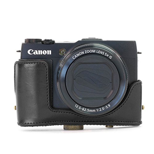 MegaGear Etui souple en cuir pour  Housse pour Canon PowerShot G1X Mark II  Noir 