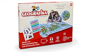 UnikPlays Educational Game : Geografika World Map | Board Game | Geography |Illustrated Map with Cards | Gifts & Learning tools for Boys and Girls 6 - 99 years