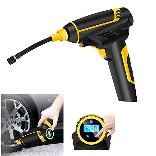 Preisvergleich Produktbild Bescita Auto Luftpumpe Elektrischer Luftpumpe, Tragbarer Kabelloser Luftkompressor mit Akku, Aufladbar Kompressor mit LCD Bildschirm