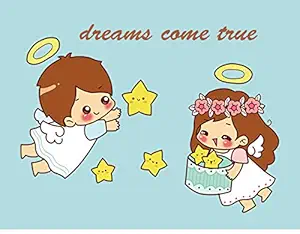 Gadgets Wrap Cartoon Cute Little Angel Wall Sticker for Kids Baby Rooms Bedroom Home Decoration Decals Wallpaper Boys Girls Stars Stickers