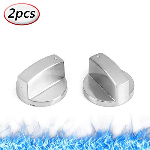 Pomos de control de estufa de gas de 6 mm universales de metal para estufa, protección de pomos de control para hornos, cocinas y hornos 2pcs, Silver