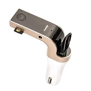 CarFrill SAMSUNG GALAXY S4/S5/S6/S6 Edge/S7/S7 Edge Compatible Certified Bluetooth Car Charger 2. 5A with Turbo Charging/LED Screen/FM Transmitter/Supports Memory Card/Noise Cancellation/Call Accept & disconnect feature/ Built in smart chip to control voltage fluctuation. (Gold)