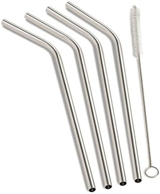 Eco Friendly Stainless Steel Drinking Straws 4 Piece With Cleaning Brush