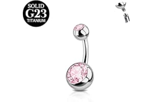 FunZing Titanio Piercing ombelico argento 6mm 8mm 10mm 12mm 14mm 16mm bar lunghezza piercing ombelico titanio donne 1 pezzo 14G solido titanio Piercing ombelico rosa blu CZ anelli ombelico