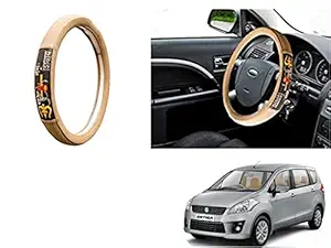 Unipearl - Ring Type Car Steering Wheel Cover Universal Genuine PU Non-Slip Natural Rubber Well Padded Grip Breathable Leatherite for - Ertiga Type 1(Chromium Om Namah Shivay Beige)