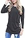 Produktbild Lylafairy Sport Top, Damen Langarm Oberteile Herbst Sweatshirt Rundhals Elegant Casual T-Shirt Tops mit Zierknöpfe (Grau, 42)