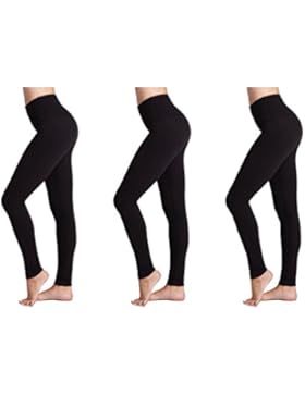 Damen Leggings (3 Pack) FM® Damen Sport oder Casual, Thermische schwarze Legging