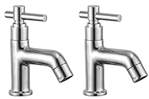 Drizzle Pillar Cock Tarim Brass Chrome Plated/Wash Basin Tap/Bathroom Tap/Quarter Turn Tap/Foam Flow Tap - Set of 2