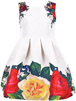 OKIDSO Cute Flower Dress For Girls,Floral Dress Sundress For Party Wedding Bridesmaid Age 3-8 years White (3-4 years old, Bubble Design)