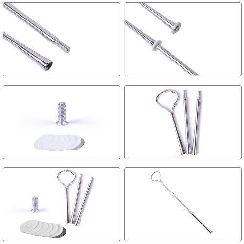 3 Set silbern Metallstange Mittellochausstech bis 3 Etage fuer Hochzeitstorte Etagere Tortenstaender Tortenhalter Torten #49 - 4