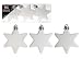 Produktbild Packung mit 9 White Christmas Star Baum Dekorationen / Kugeln - Matt, glänzend & Glitter - Weihnachtsschmuck