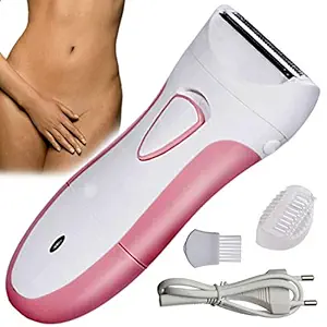 QGS 2in1 Women Ladies Chargable Waterproof Foil Shaver Dual Blade Trimmer Painless Epilator Multi Grooming Kit Stainless Steel Angled Tweezer Multicolor (6 Month Warranty)