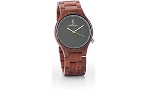 James Walker Green Edition Holzuhr geeignet für Herren und Damen Zeitlos und klassische 100% Sandelholz Holz Armbanduhr perfekt als Geschenk