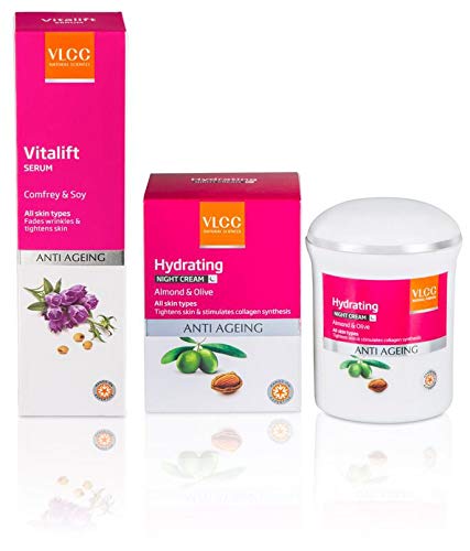 VLCC Anti Aging Vitalift Serum, 40ml and VLCC Hydrating Anti Ageing Night Cream, 50g