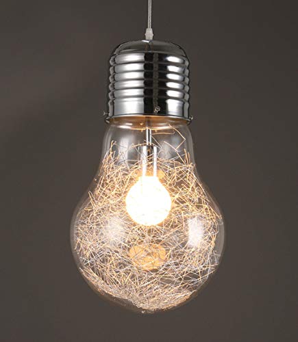 Preisvergleich Produktbild Decke Retro Glas Hängelampe - E27 Birnenform Lichtschatten Befestigung Beleuchtung Suspension Industriell Theme Hotel(Birne Nicht Enthalten) Gold 15CM