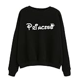 Longra Mujeres de manga larga Blusa Carta Imprimir Sudadera Pullover Tops (L, Black)