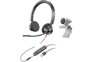 Kit Poly Studio P5 con Blackwire 3325 (Plantronics) - Videocamera per videoconferenze HD 1080p - Kit USB-A con cuffia cablata audio stereo e webcam professionale