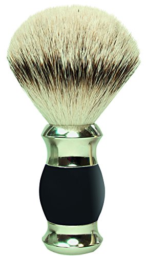 100 Percent Silver-Tipped Silver Badger Shaving Brush with Black Handle, 1 Piece Gold