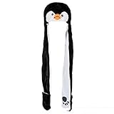 Eastlion Karikatur Tier Siamesische Hut Schal Handschuhe Plüsch Warme Ohr Schutz Schnee Kappe,Schwarzer Pinguin - 