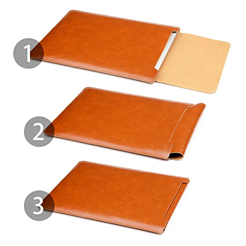 GENORTH® Weiche Hülle Leder Tasche für MacBook Air &Macbook Pro 13.3 Wasserdicht mit Schutz Tasche für Maus und Netzteil (13 Zoll, Braun) - 5