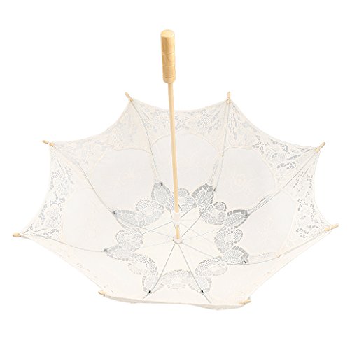 Gazechimp Hochzeit Parasol Sonnenschirm Spitzenschirm Brautschirm Regenschirm Beige - 4
