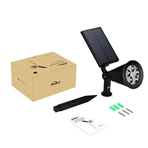 kealive Solarlampe Spot Beleuchtung Außenbereich 2 W, zwei Modi, Winkel verstellbar, 5 LEDs, IP65, mehr als 9 Stunden Beleuchtung - 9
