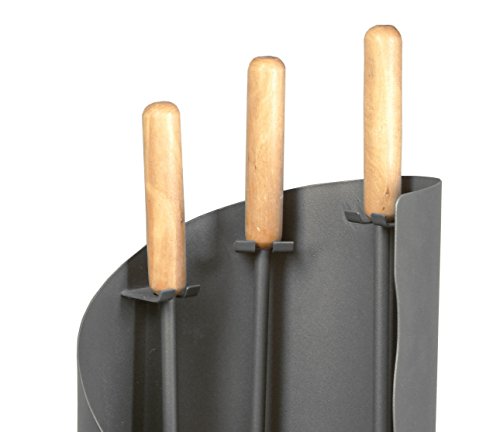 MS Beschläge® Kaminbesteck Ofenbesteck anthrazit beschichtet mit Holzgriffen - 2