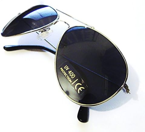 Silver Gun Metal Mirrored Aviator Sunglasses with UV400 Reflective Lenses Mens &amp; Womens Fashion