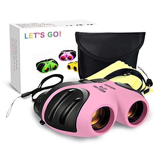 Regalos para La Muchacha Adolescente, DMbaby Binocular Impermeable Compacto para Los Juguetes de Los Niños para Las Muchachas 3-12 Años de La Luz Rosada DL09