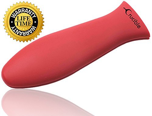 Mango de Silicone, Agarra sarten, agarradera de ollas ( Rojo, Grande ) para Sartenes de Hierro Fundido, Sartenes, Freidoras y Parrillas - Agarre de Mango, Cubierta de Mango