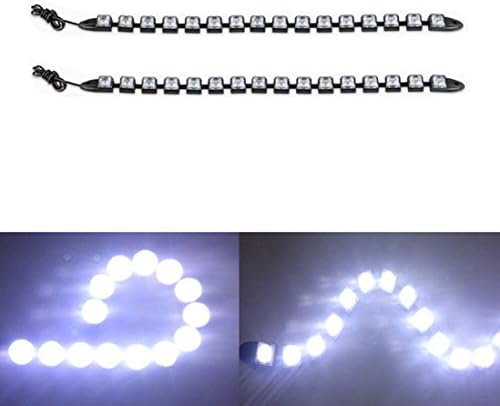 AZQKJ 2PCS Waterproof Flexible Car 16LED 8000k-8500k Super Bright LED DRL Daytime Running Light Driving Daylight Fog Light(White)