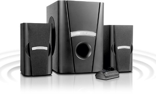 Speedlink Phobos aktives 2.1 Lautsprechersystem (20 Watt RMS Gesamtleistung, Bassreflex-Subwoofer, HolzgehÃ¤use, Tischfernbedienung)