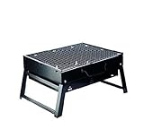 Nola Sang Maison pliante barbecue gril extérieur portable charbon de bois BBQ, acier inox noir avec maille de fer