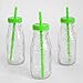 Produktbild (568) 3er Set Trinkflaschen im Wabenmuster mit Strohhalm 300ml farbiger Deckel ((568) Grün)
