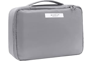 LRIKAS Borsa da Trucco Pochette Trucchi Beauty Case da Viaggio Donna Borsa da Toilette Organizer per Cosmetici per Donne e Ragazze Perfetto per Viaggio All'aperto (Grigio)