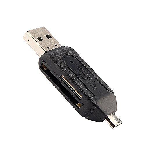 Preisvergleich Produktbild Zhuhaimei,Universalkartenleser-Telefon PC-Chipkartenleser Mikro-USB-Kartenleser-Blitz OTG TF / SD Speicher 2 in 1 Doppelkartenleser(Color:SCHWARZ)