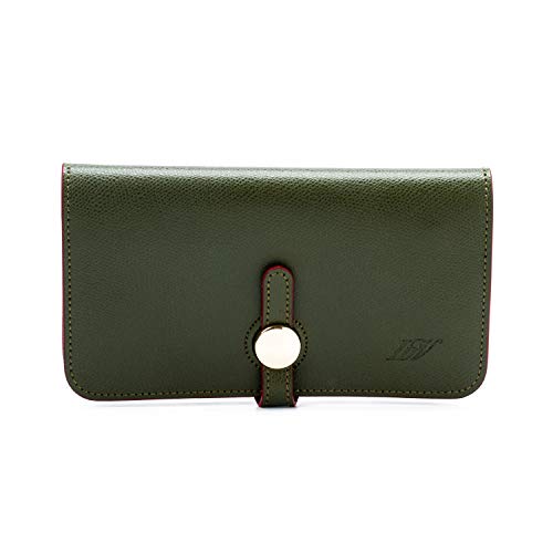 Ira del Valle, Elegante Portafoglio Donna e Ragazza, In Vera Pelle Saffiano, Capiente Portamonete e Porta Carte di Credito, Modello Cannes Made in Italy (Verde Antico R)