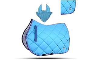 GALLOP SHOP Numnah - Sottosella per cavalli con cofano per orecchie abbinato, colore: Aqua
