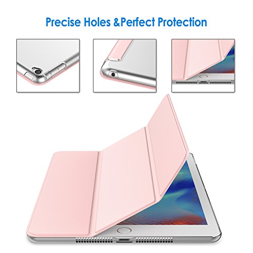 JETech iPad Air 2 Hülle Schutzhülle Etui Tasche Abdeckung Ledertasche mit Durchschaubar Rückseite für Apple iPad Air2 mit Automatischen Schlaf / Wake (Roségold) – 3040D - 5